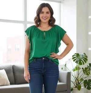 White House Blouse LARGE Gameday Green Elegant Date Night Downtown Classy Modern